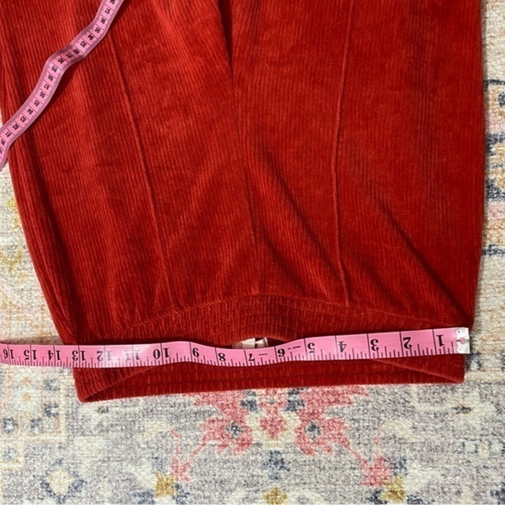 Aerie Small Burnt‎ Orange Red Velour Ribbed Corduroy Flare Pants Pull On - Picture 7 of 9